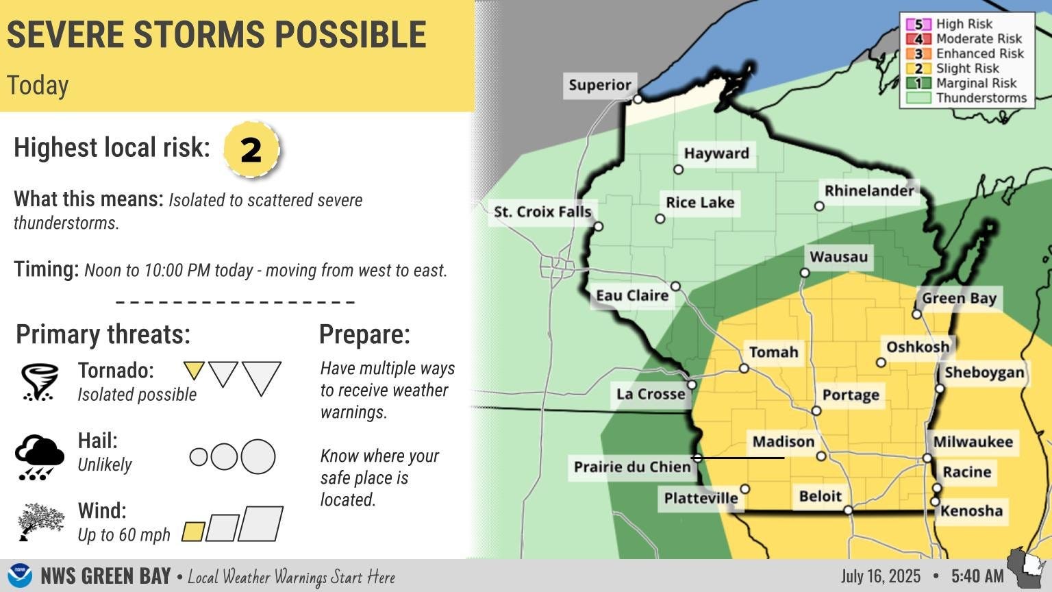 Green Bay under a flood watch as area could see up to 3 inches of rain, weather service reports