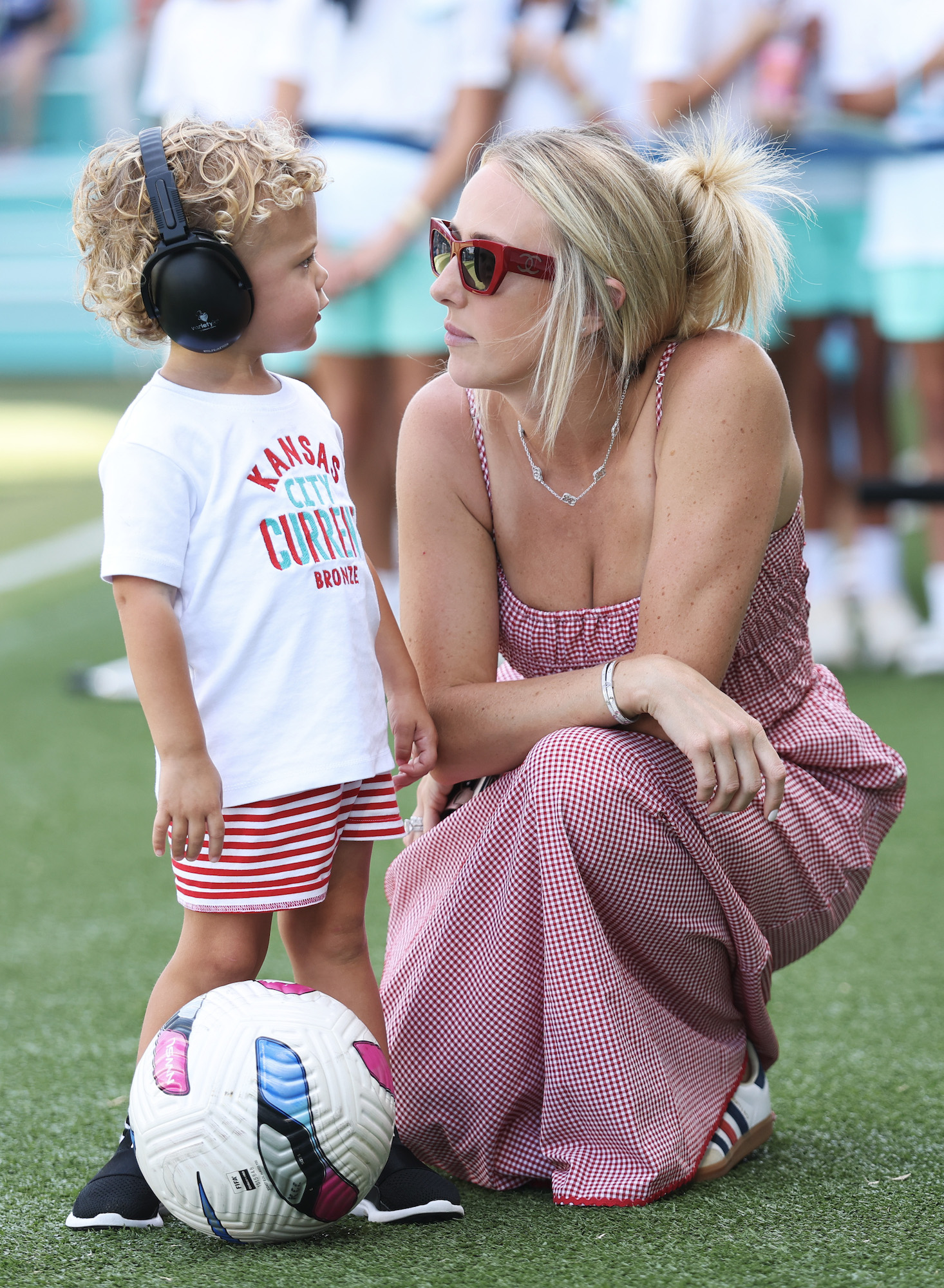 Brittany Mahomes Perfectly Matches Gingham Dress to Baby Golden’s Giant Bow